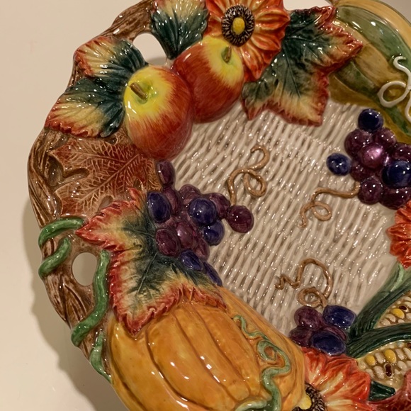 RETIRED FITZ & FLOYD AUTUMN BOUNTY SERVING BOWL. - Picture 3 of 12
